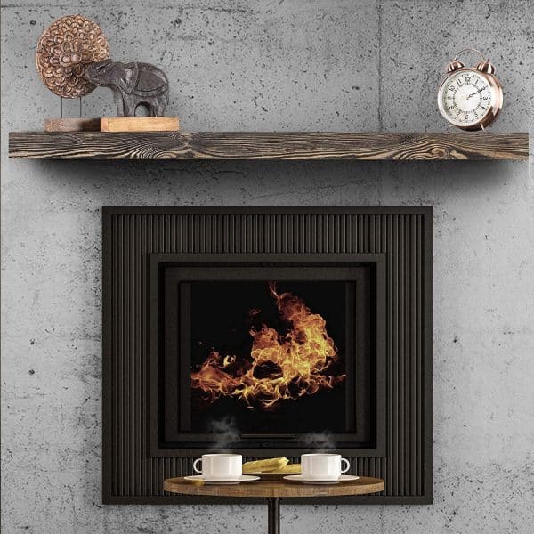 72 inch floating shelf high contrast wood finish solid pine wood beam open storage idea mantle inspiration for modern fireplace 600x600 1