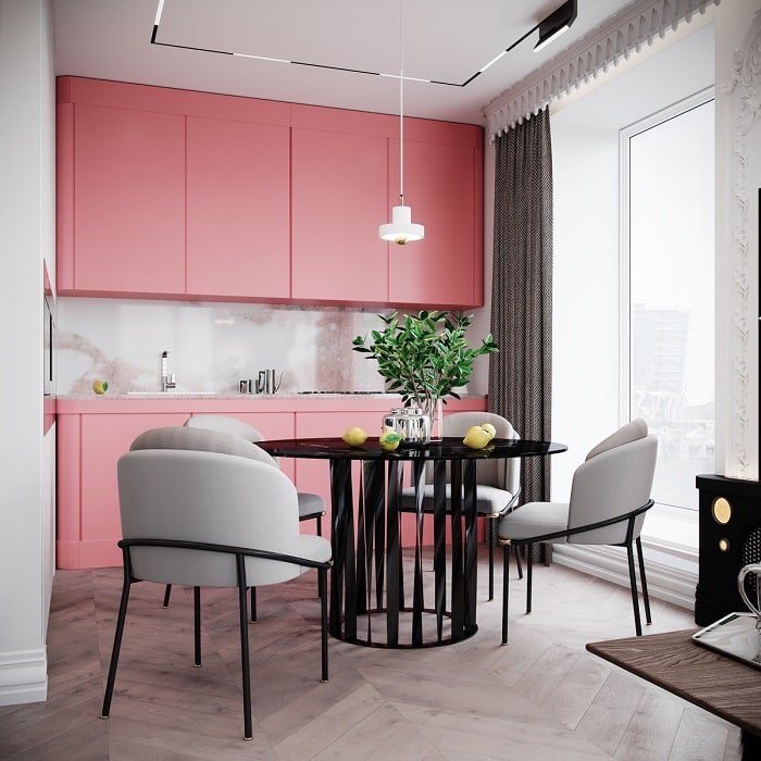 Flamingo pink kitchen