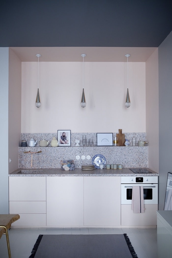 Light pink one wall kitchen