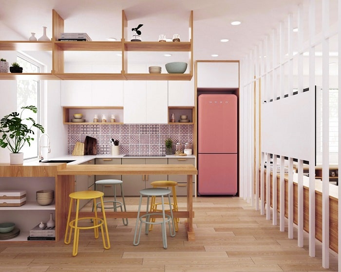 Pink SMEG fridge freezer
