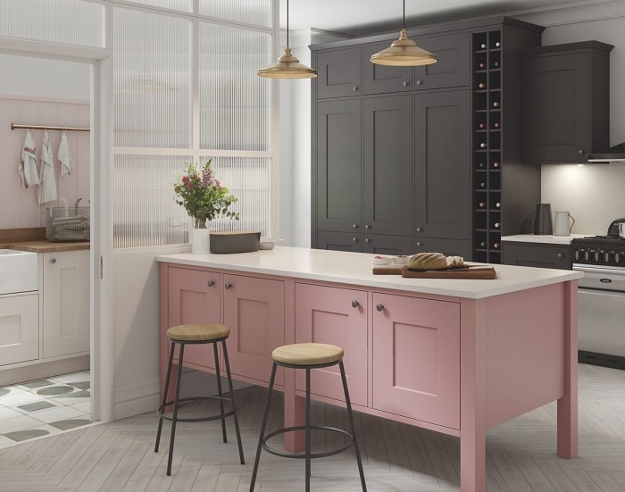 Rose pink wood kitchen