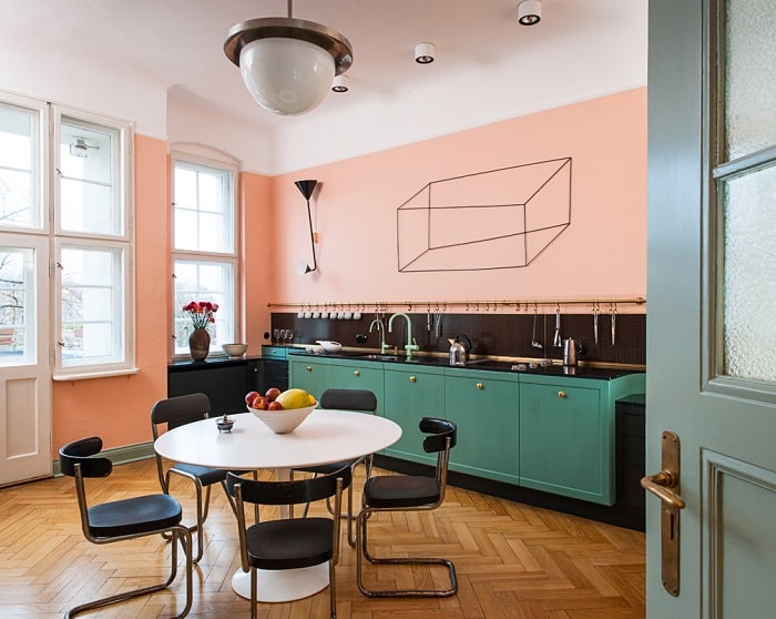 Salmon pink kitchen decor