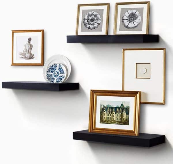 black floating shelf set of three 15 inch design minimalist modern wall decor ideas 600x570 1