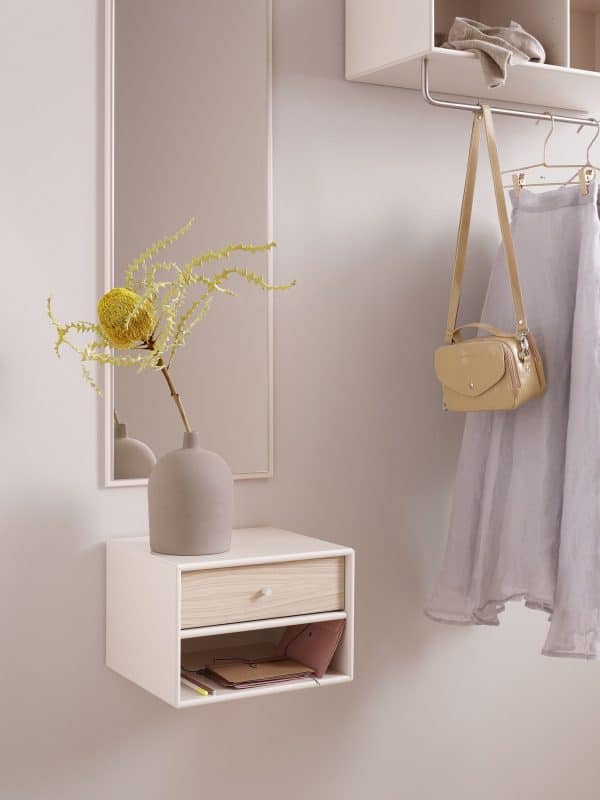 designer floating shelf with drawer unique storage idea for the entryway bedside table alternative 600x800 1