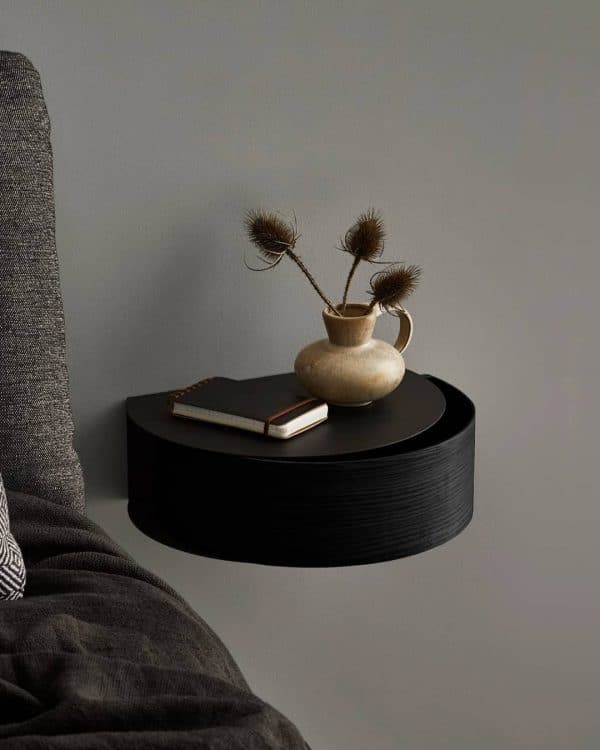 floating shelf with drawer half circle matte black wood finish modern minimalist wall storage and decor for sale online 600x750 1