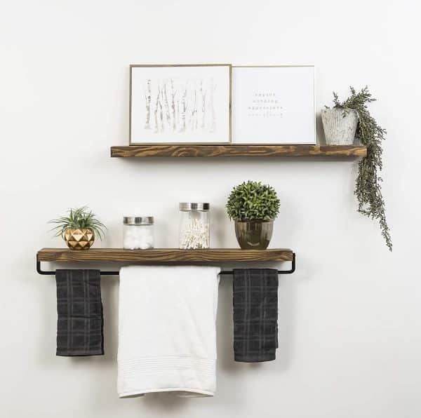 floating wall shelf for kitchen or bathroom decor inspiration unique towel holder idea for rustic industrial interior themes 600x596 1
