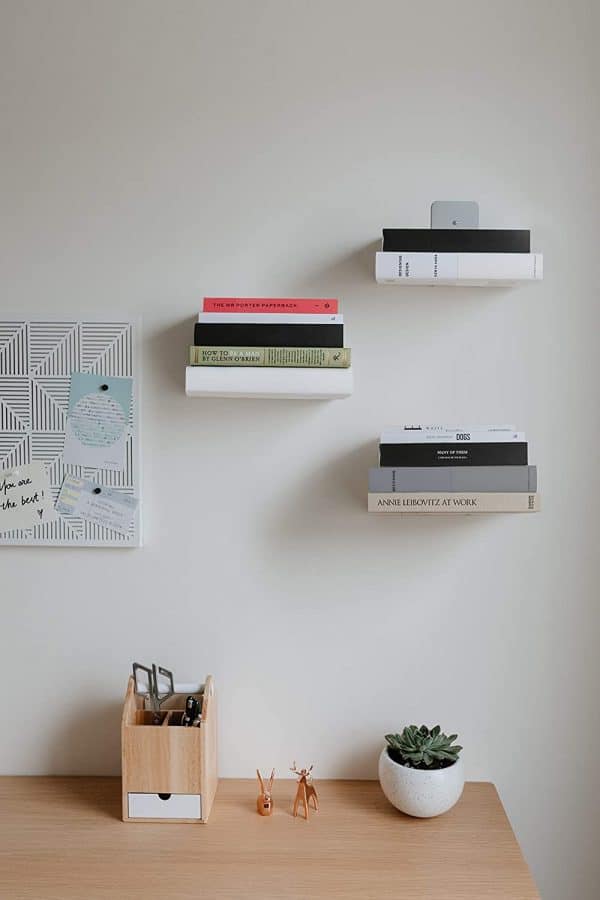 invisible floating book shelf unique minimalist bookshelf ideas and inspirations for modern home office bedroom or living room 600x900 1