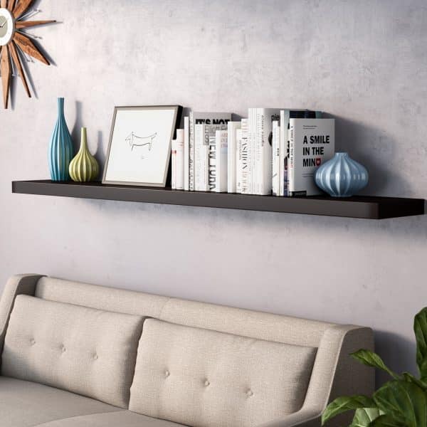 long floating shelf dark finish wall decoration ideas for behind the sofa or above the bed minimalist bookshelf inspiration 600x600 1