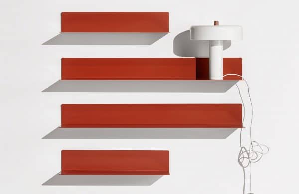 red floating wall shelf metal construction affordable designer wall decor for sale online 600x390 1