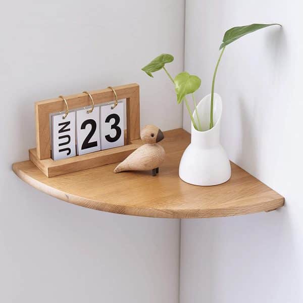 solid wood corner floating shelf light finish scandinavian wall decoration idea cute decorative display inspiration 600x600 1