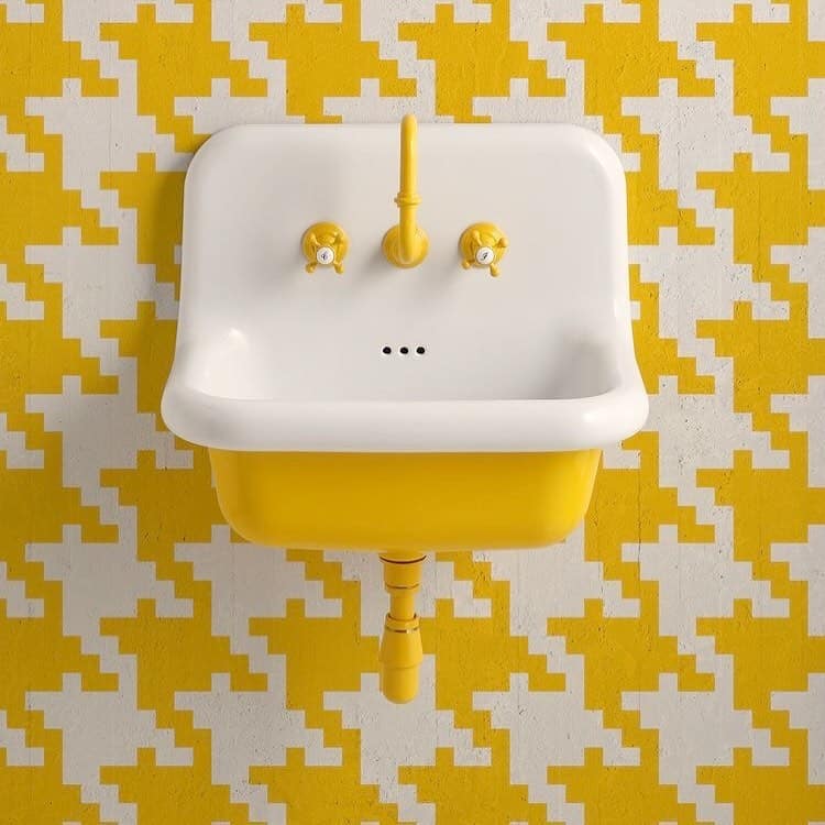 طراحی و دکوراسیون مدرن حمام به رنگ زرد