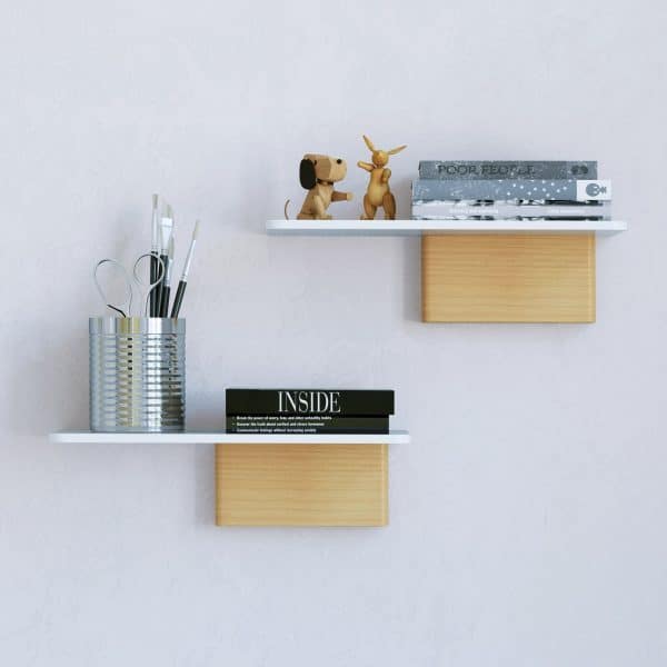 unique modern white floating shelf with light finished wood accent scandinavian wall decor inspiration 600x600 1