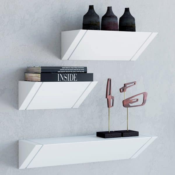 unique white floating shelf geometric wall decor ideas for display and organization open storage for living room 600x600 1