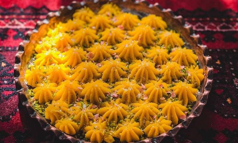 طرز تهیه حلوا زعفرانی مجلسی برای 20 نفر