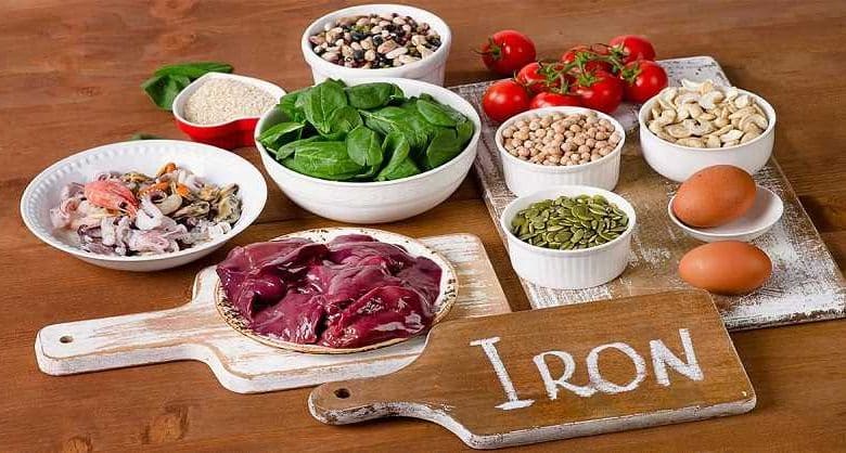 جدول میزان آهن موجود در مواد غذایی