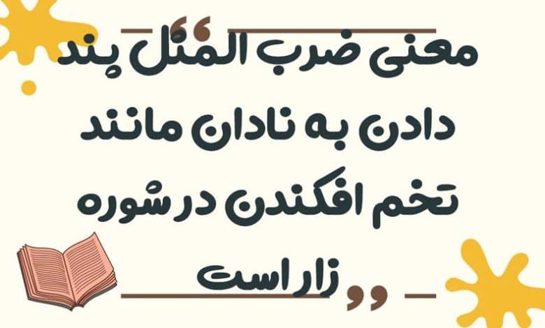 معنی ضرب المثل پند دادن به نادان مانند تخم افکندن در شوره زار است