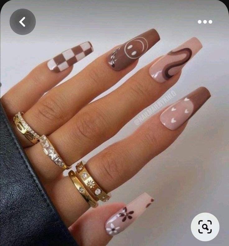 مدل ناخن با رنگ نسکافه ای