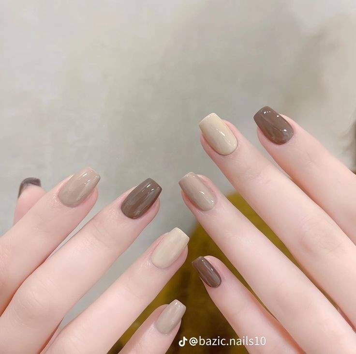 مدل ناخن با رنگ نسکافه ای