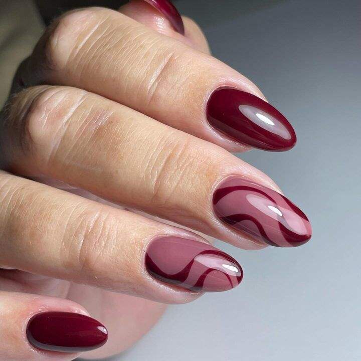طرح ناخن زرشکی جدید و شیک 32