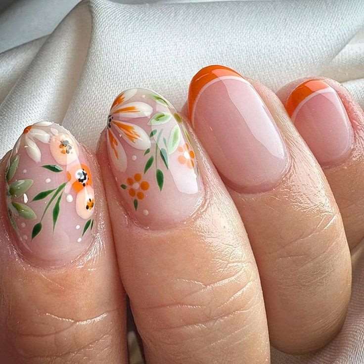 مدل ناخن با طرح گل های بهاری جدید دخترانه 1403