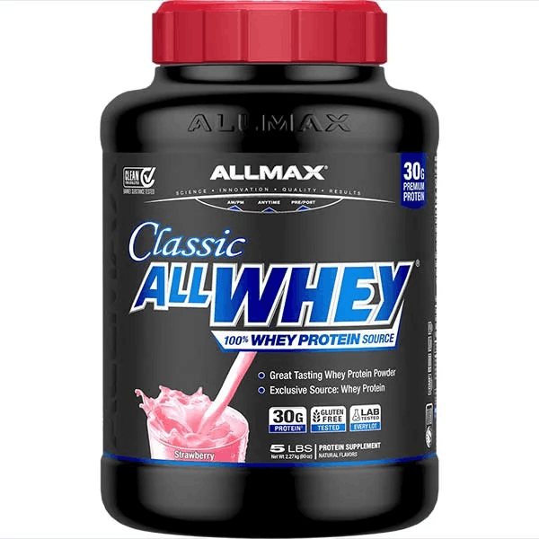 قوطی پروتئین Classic AllWhey آلمکس با طعم توت-فرنگی - 12 قوطی پروتئین Classic AllWhey آلمکس با طعم توتفرنگی