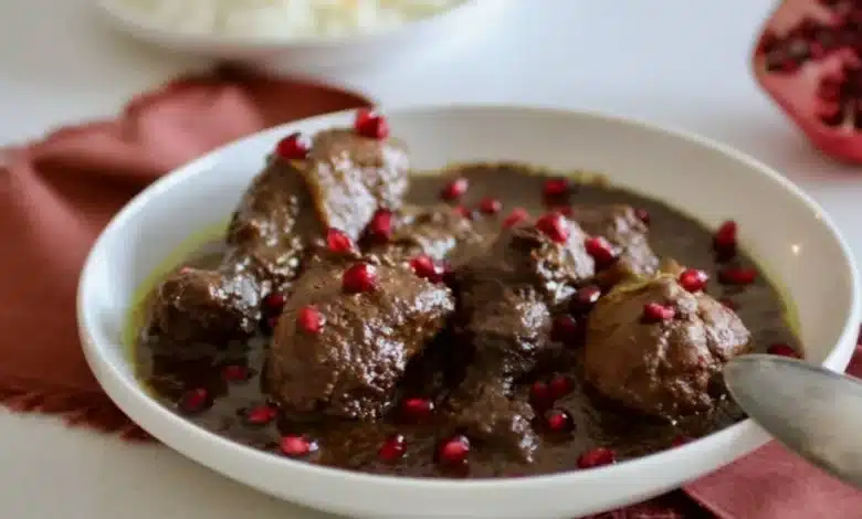 طرز تهیه فسنجون با گوشت قرمز برای 10 نفر