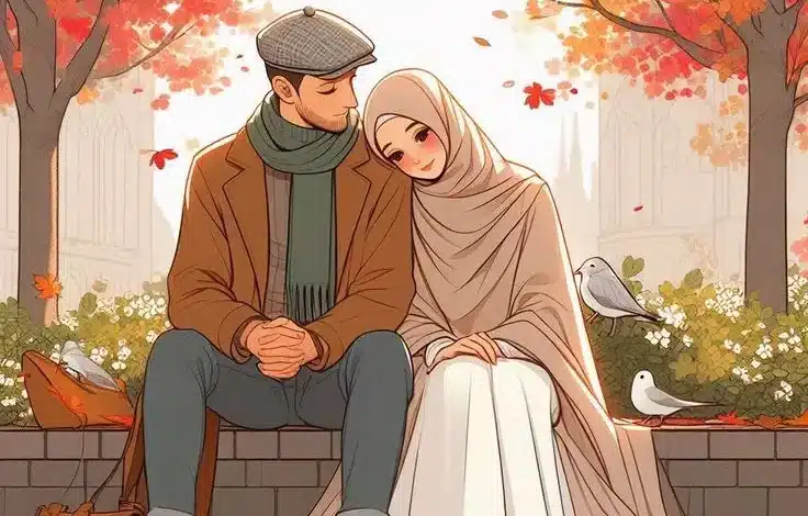 عکس پروفایل عاشقانه دونفره با حجاب کارتونی و فانتزی