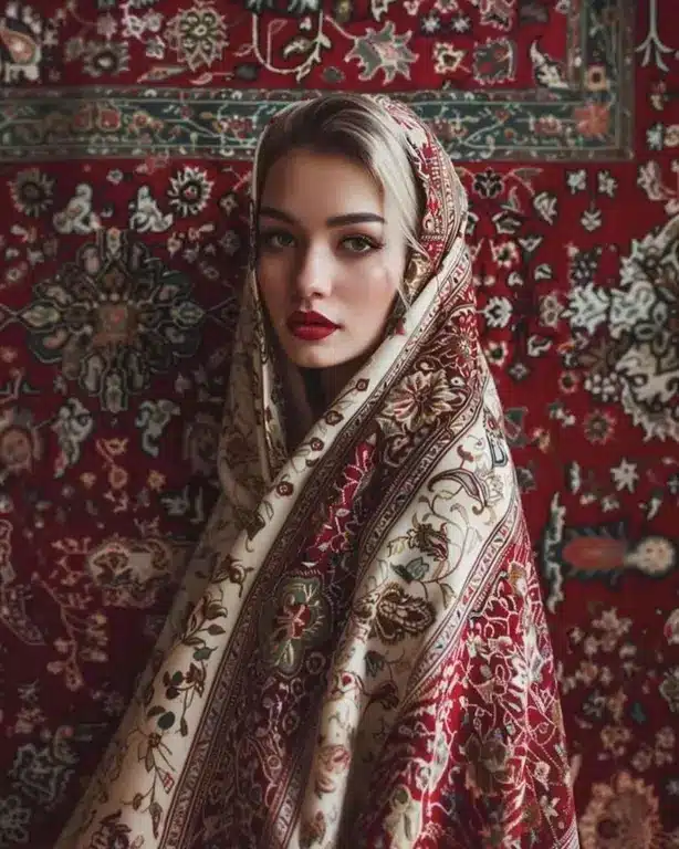عکس دختر با فرش ایرانی 23