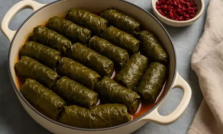 طرز تهیه دلمه برگ مو برای 6 نفر + [فوت و فن خوشمزگی]