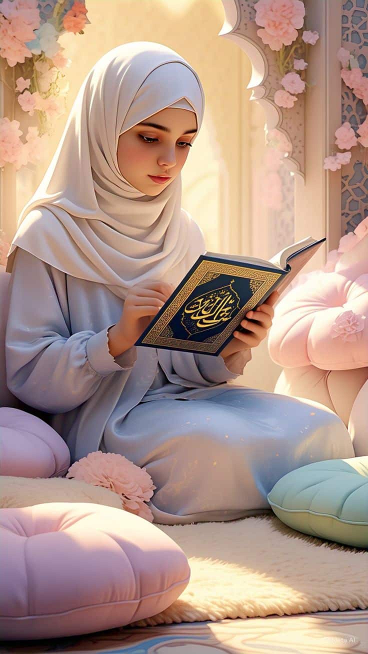 عکس پروفایل قران در دست دختر کارتونی و فانتزی 30