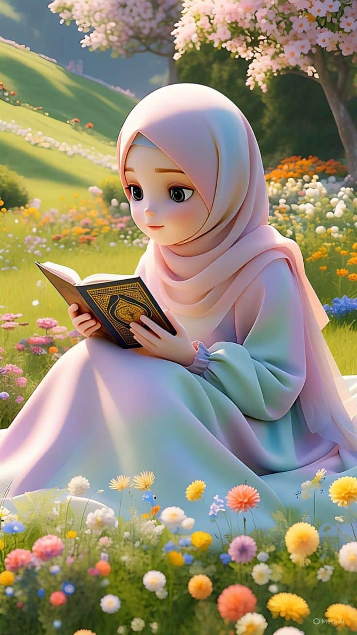 عکس پروفایل قران در دست دختر کارتونی و فانتزی 32