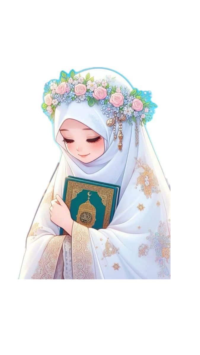 عکس پروفایل قران در دست دختر کارتونی و فانتزی 4