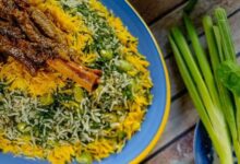 طرز تهیه باقالی پلو با گوشت برای ۱۰ نفر [خوشمزه و مجلسی]