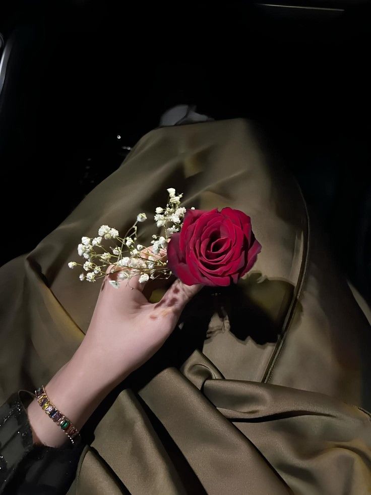 عکس دختر با گل رز قرمز 35