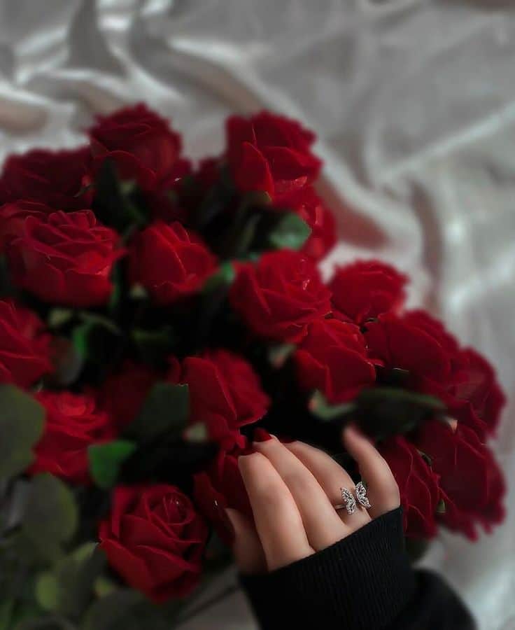 عکس دختر با گل رز قرمز 41