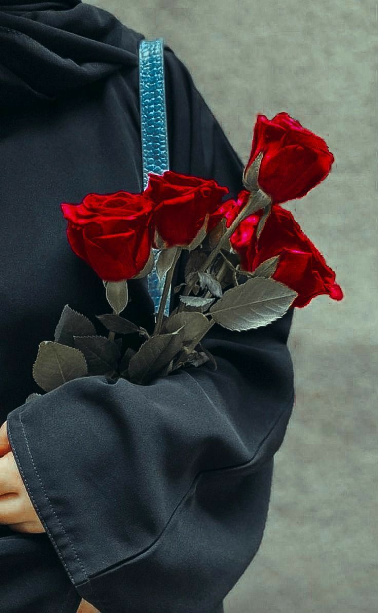 عکس دختر با گل رز قرمز 8