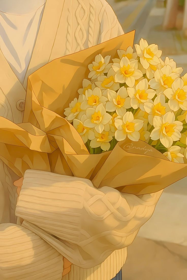 عکس دختر با گل نرگس 8