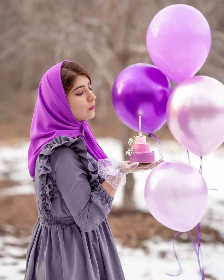 ژست عکس تولد دخترانه لاکچری در طبیعت 39