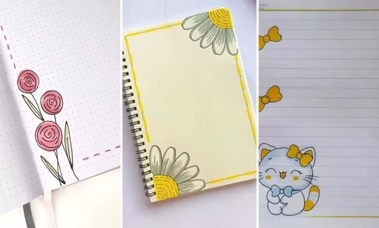 تزیین دفتر مشق ساده، شیک و فانتزی ✏️🎨 دخترانه و پسرانه با مداد رنگی