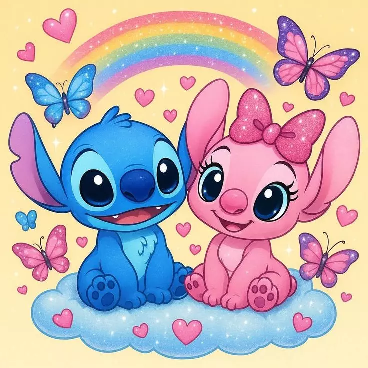 دانلود عکس استیچ و آنجل (استیج صورتی و آبی) 💙💗 کیوت و فانتزی