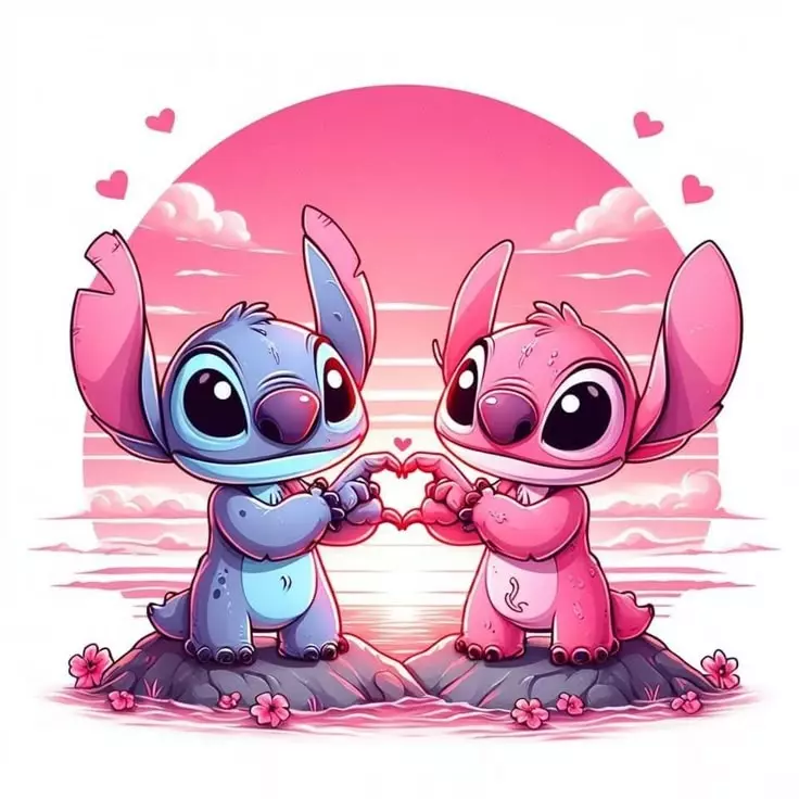 دانلود عکس استیچ و آنجل (استیج صورتی و آبی) 💙💗 کیوت و فانتزی