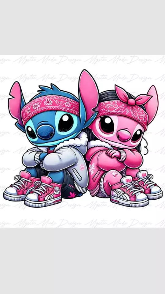 دانلود عکس استیچ و آنجل (استیج صورتی و آبی) 💙💗 کیوت و فانتزی
