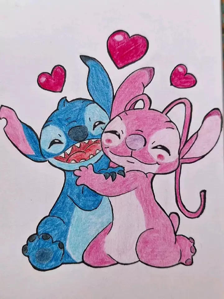 دانلود عکس استیچ و آنجل (استیج صورتی و آبی) 💙💗 کیوت و فانتزی