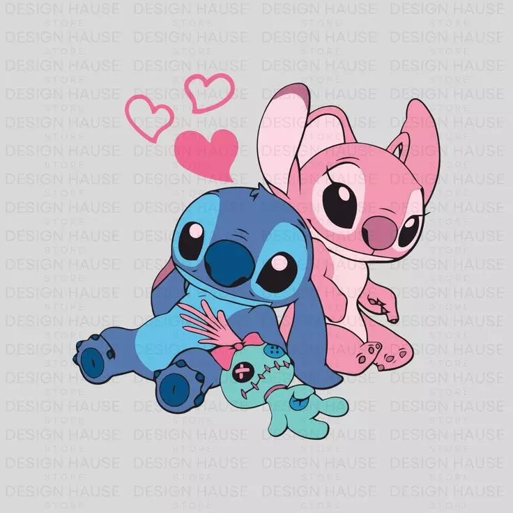 دانلود عکس استیچ و آنجل (استیج صورتی و آبی) 💙💗 کیوت و فانتزی