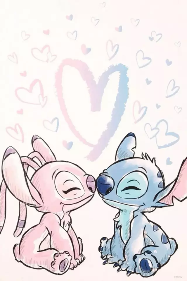 دانلود عکس استیچ و آنجل (استیج صورتی و آبی) 💙💗 کیوت و فانتزی