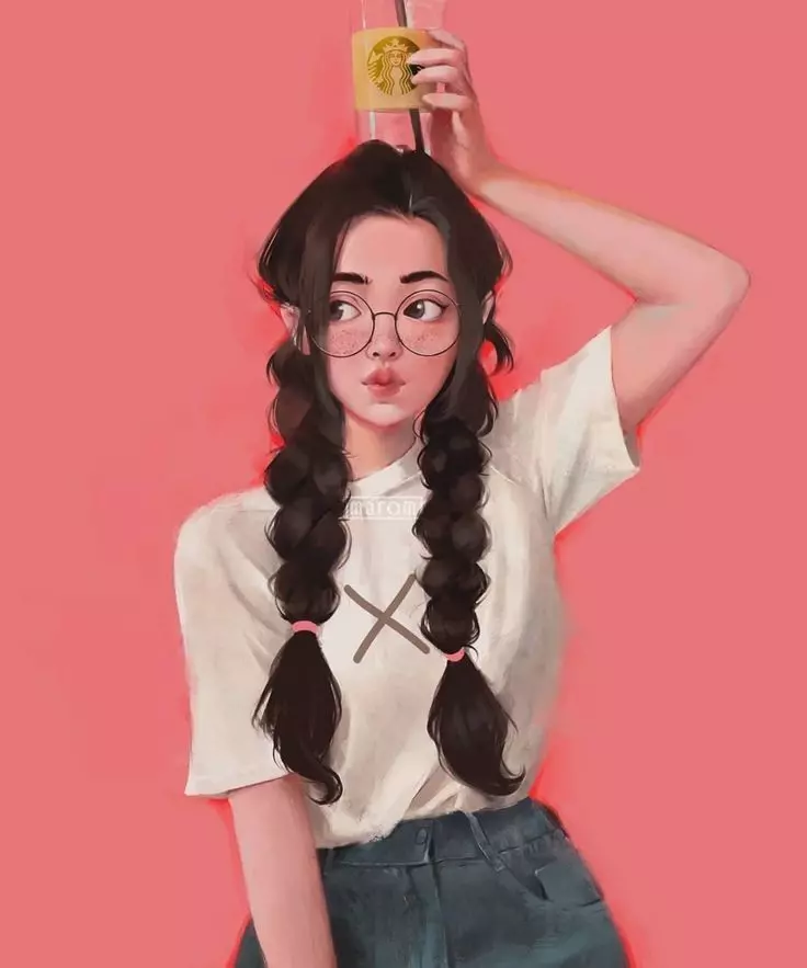 عکس دختر عینکی کارتونی برای پروفایل