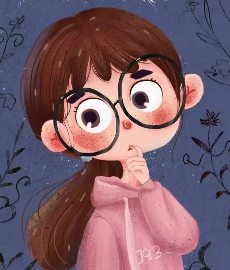 عکس دختر عینکی کارتونی (7) عکس دختر عینکی کارتونی برای پروفایل