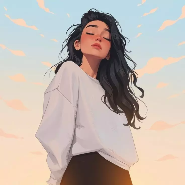 عکس دختر مو بلند کارتونی 23