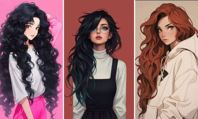 عکس دختر مو بلند کارتونی برای پروفایل (کیوت، فانتزی و خاص)