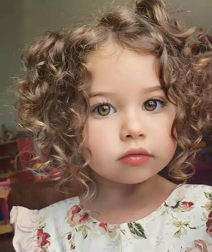عکس دختر مو فرفری بچه 7